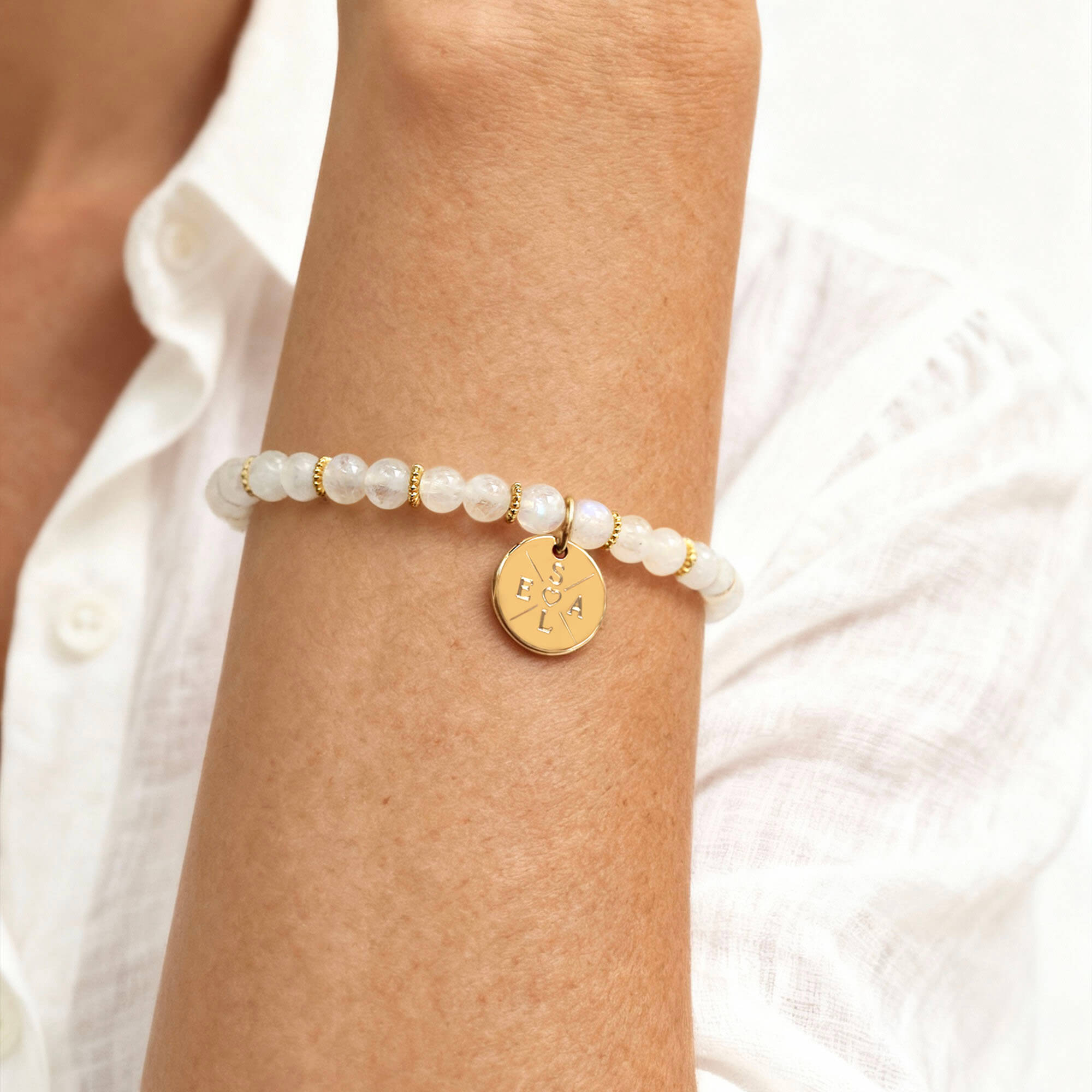 Moonstone Bracelet - Engravable Medal