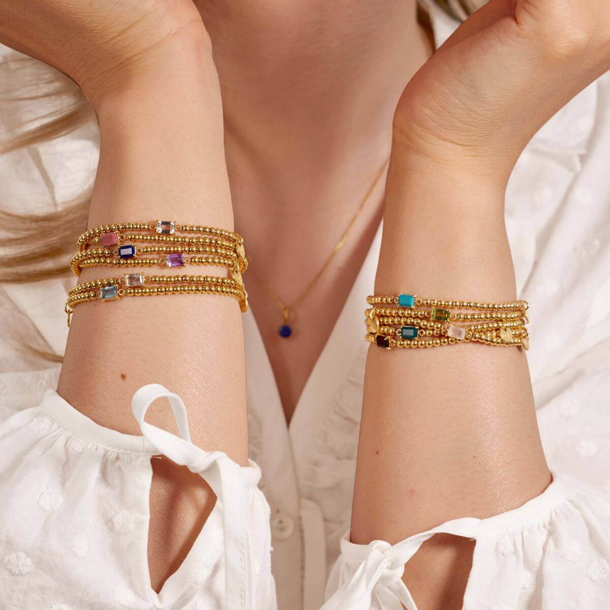 "Golden Serenity" Bracelet – Personalized with a Birthstone