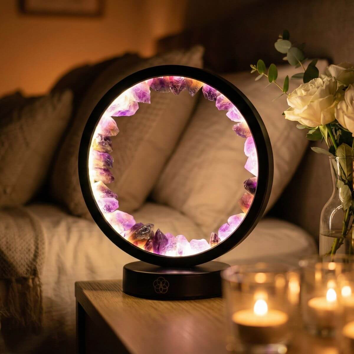Je Rayonne de Sérénité - Lampe Améthyste Halo