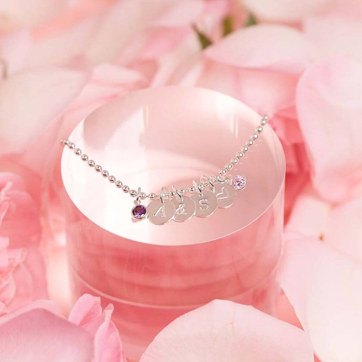 Engraved Bracelet: Initials, Signs & Birthstones in Silver