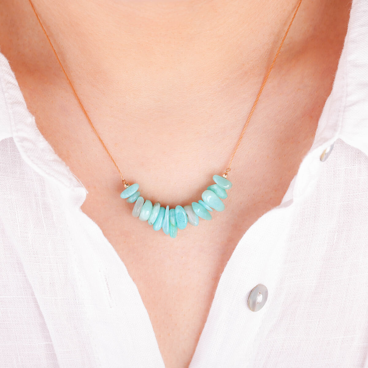 Amazonite Seed Necklace for Calming