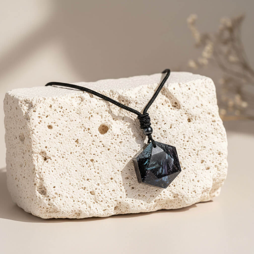Collier Pendentif « Reviens À Toi » En Arfvedsonite