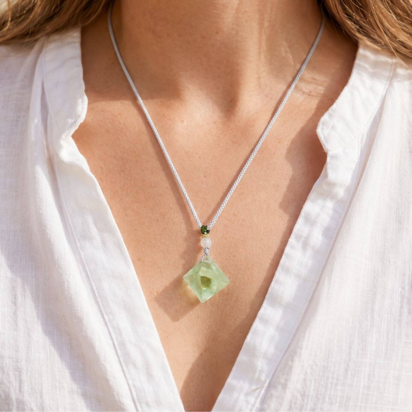 Collier Pendentif « Clarté d'Esprit » en Fluorite Verte