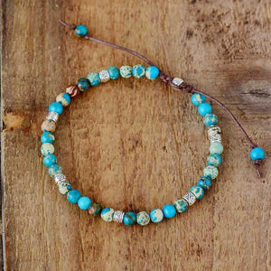 Tibetan Wisdom Purple and Blue Impression Jasper Friendship Bracelet - youwows