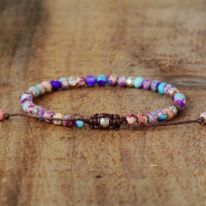Tibetan Wisdom Purple and Blue Impression Jasper Friendship Bracelet - youwows