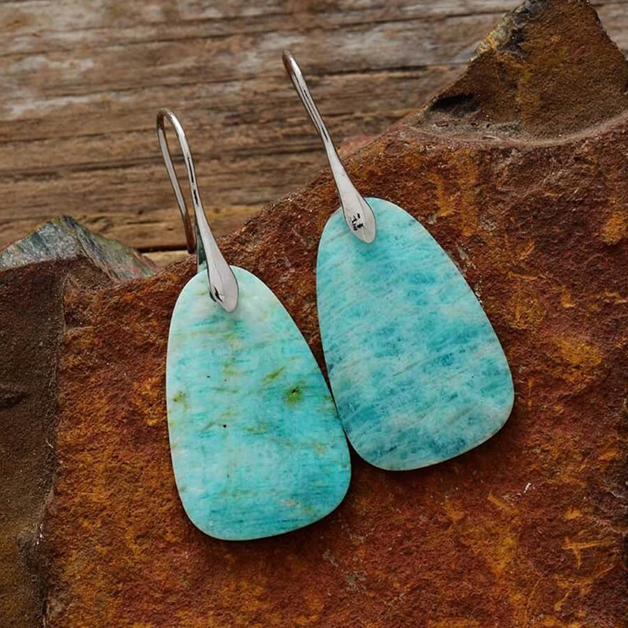 Boucles d'oreilles pendantes en amazonite Prairie Sky