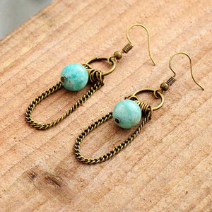 Vintage Amazonite Chandelier Drop Earrings - youwows
