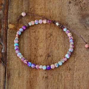 Tibetan Wisdom Purple and Blue Impression Jasper Friendship Bracelet - youwows