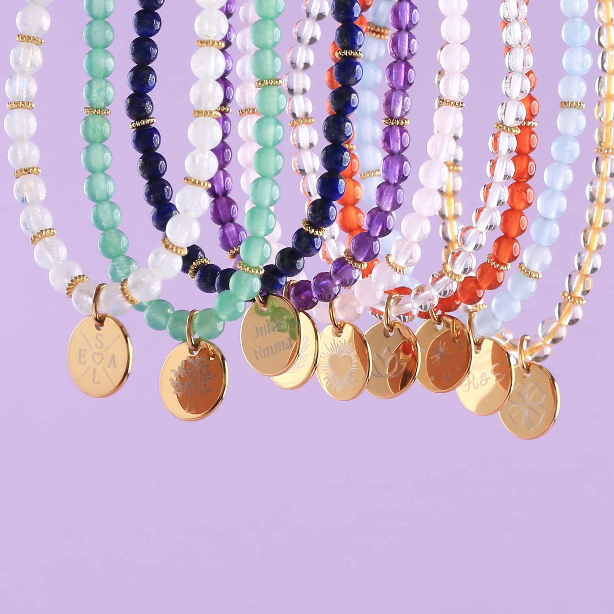Bracelet 	Agate Mousse﻿﻿ - Médaille à Graver