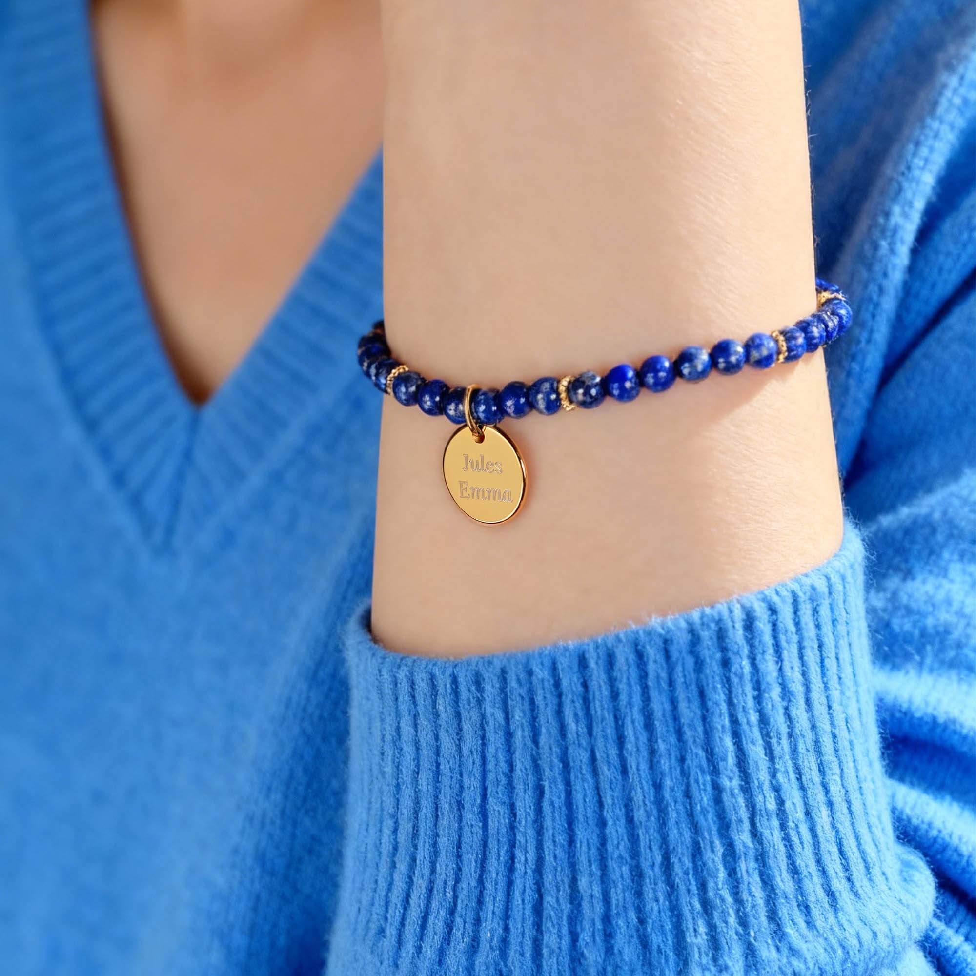 Bracelet Lapis Lazuli﻿ - Médaille à Graver
