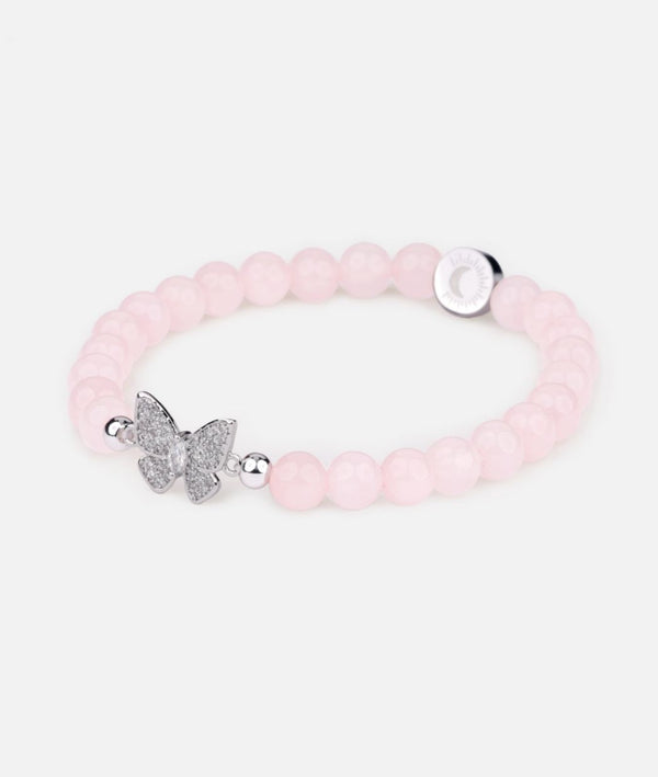 Bracelet Papillon en Quartz Rose pour l'Amour et la Croissance