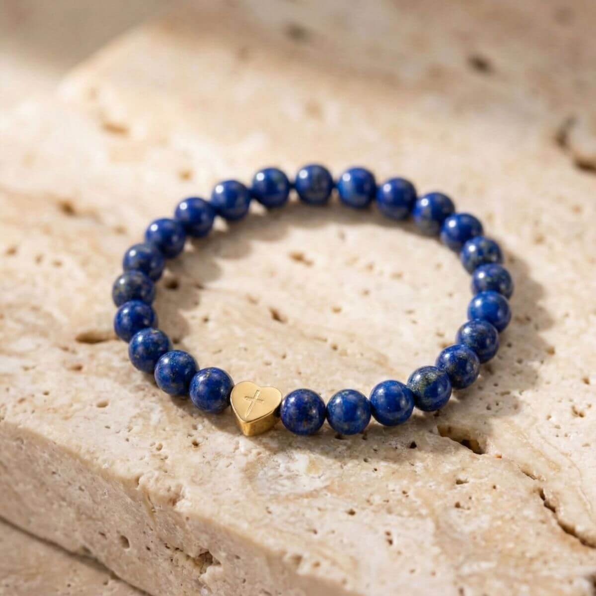 Bracelet Lapis-Lazuli "Message du Cœur" - Cœur à Graver