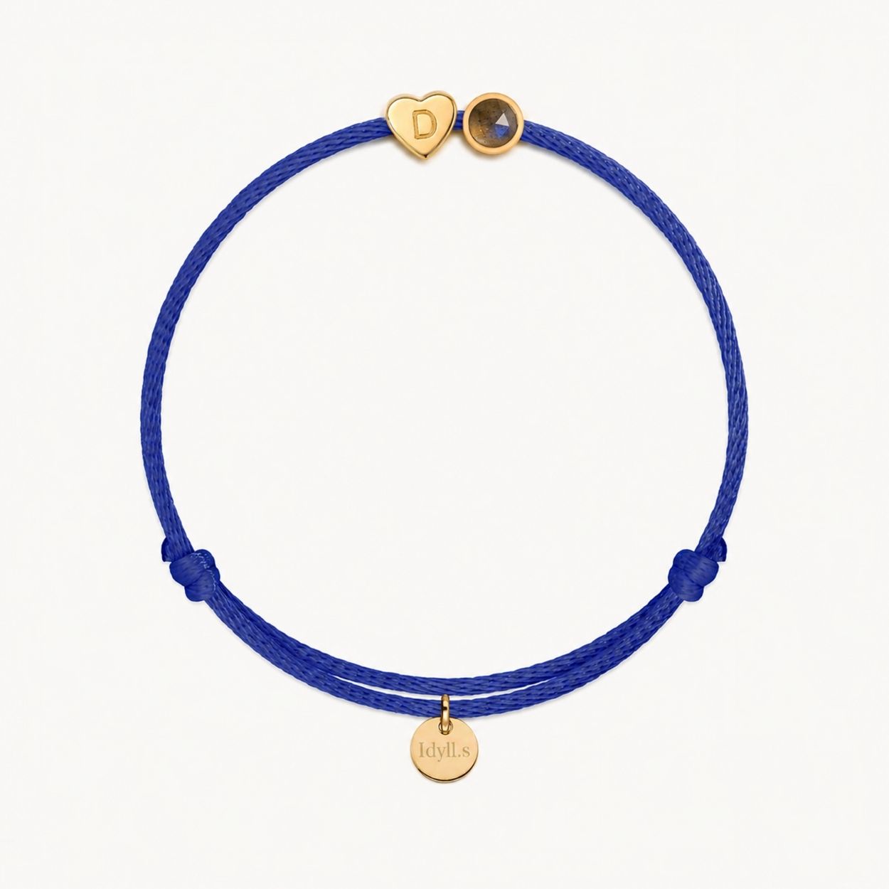 Bracelet Cordon Personnalisé – Cœur Initiale & Pierre de Naissance