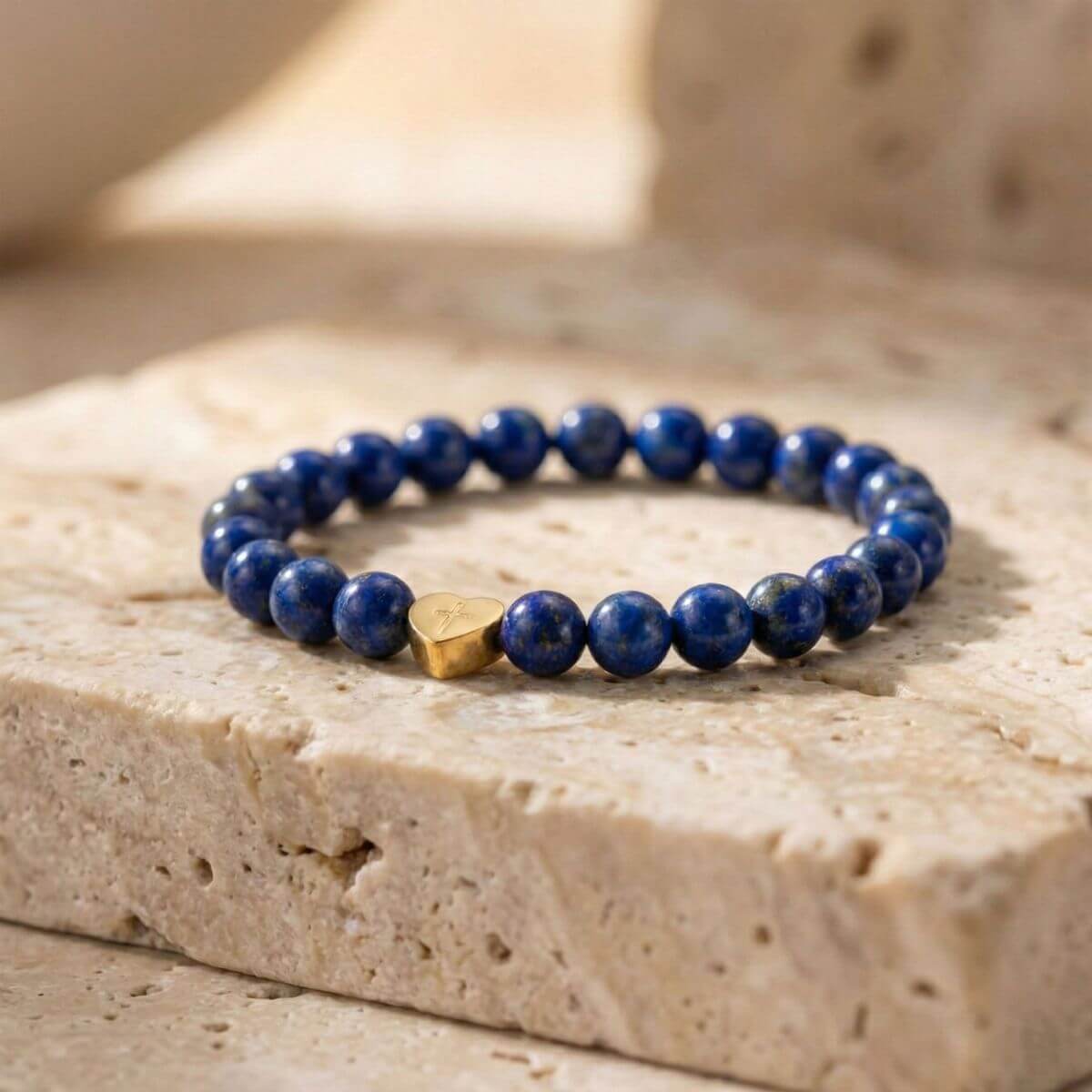 Bracelet Lapis-Lazuli "Message du Cœur" - Cœur à Graver
