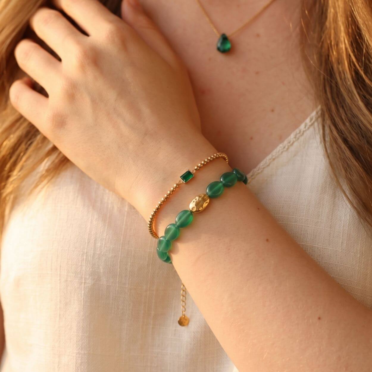 Bracelet "Slow Life" en Agate verte