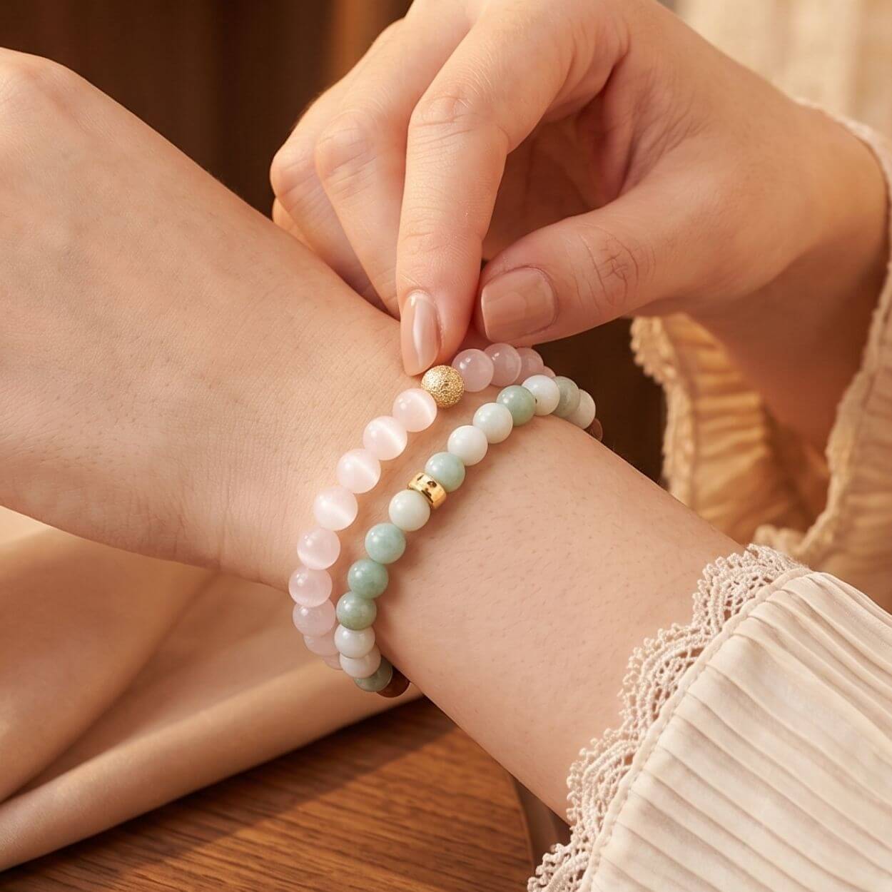 Set de Bracelet "La vie en douceur" en Jade et Sélénite