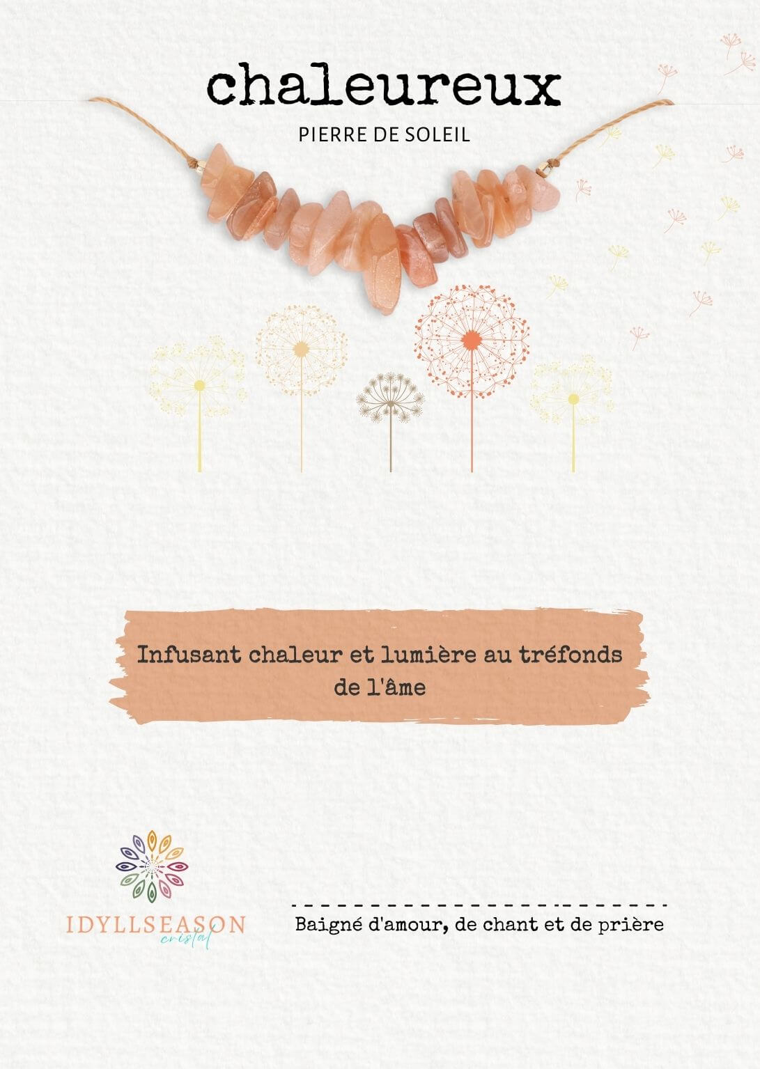 Collier en Pierre de Soleil de Graines pour la Chaleureux