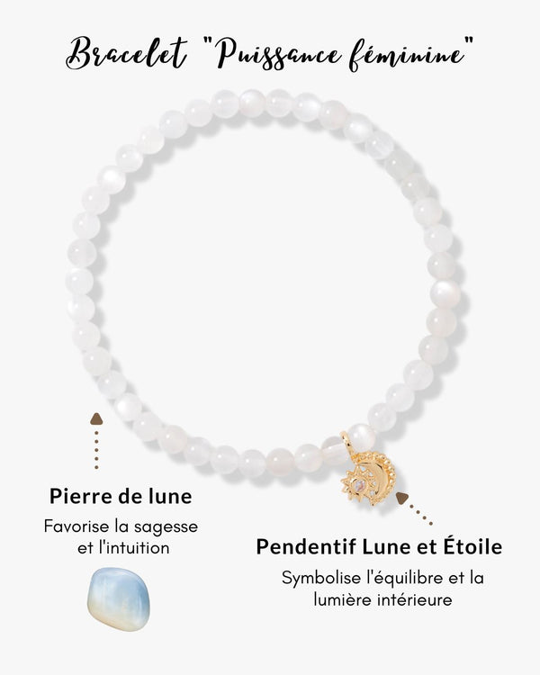 Bracelet "Puissance féminine" en Pierre de lune