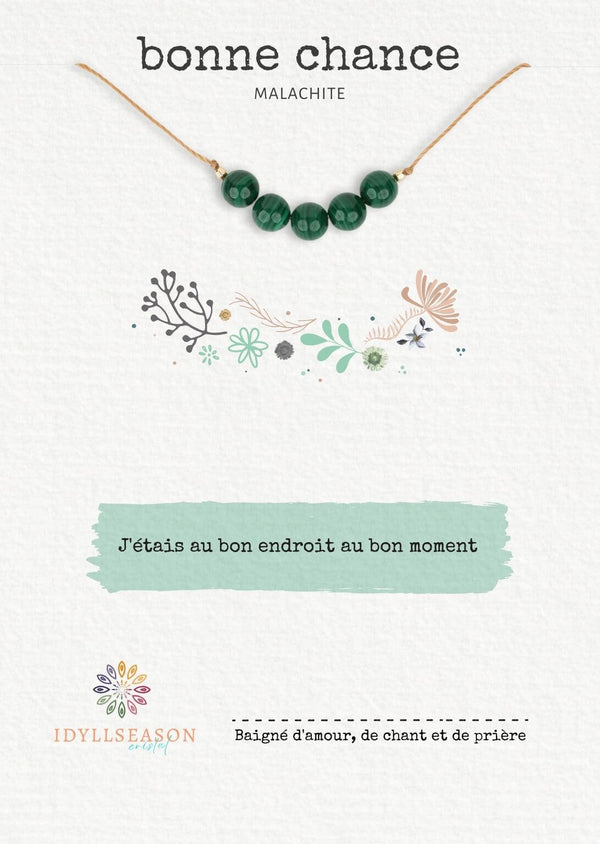 Collier en Malachite Naturel pour la Bonne Chance