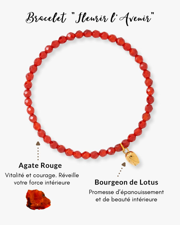 Bracelet "Fleurir l'Avenir" en Agate rouge