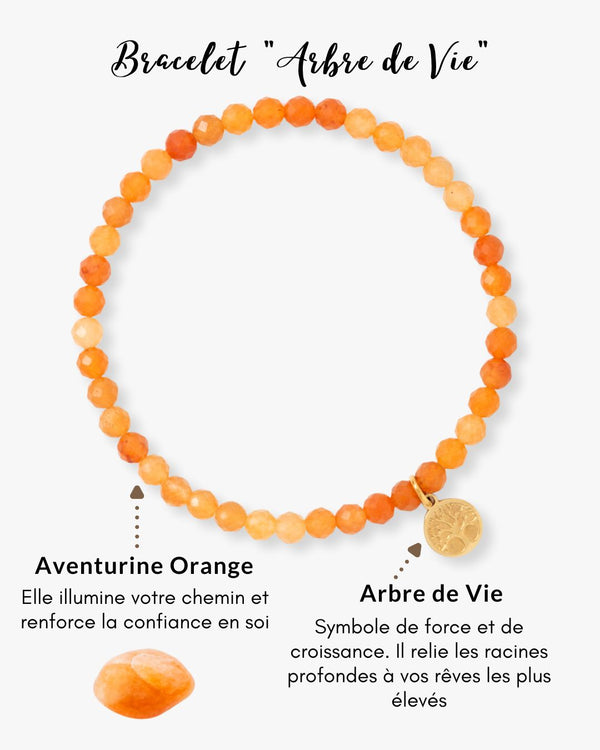 Bracelet "Arbre de Vie" en Aventurine orange