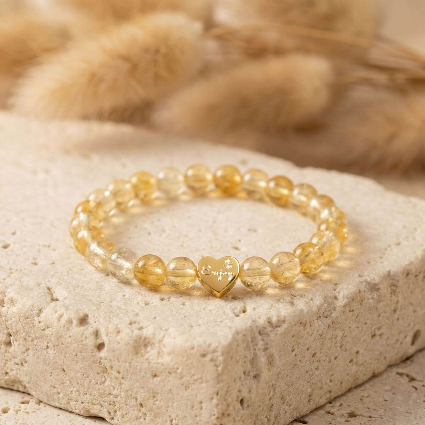 Bracelet Citrine "Message du Cœur" - Cœur à Graver