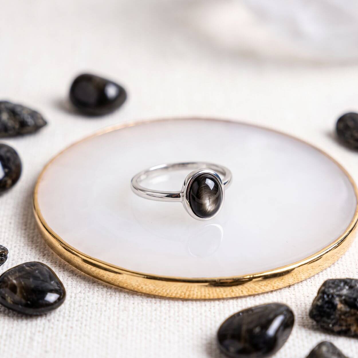 Bague Ajustable « Aura d'Abondance » En Hypersthène