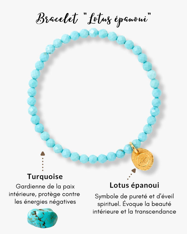 Bracelet "Lotus épanoui" en Turquoise