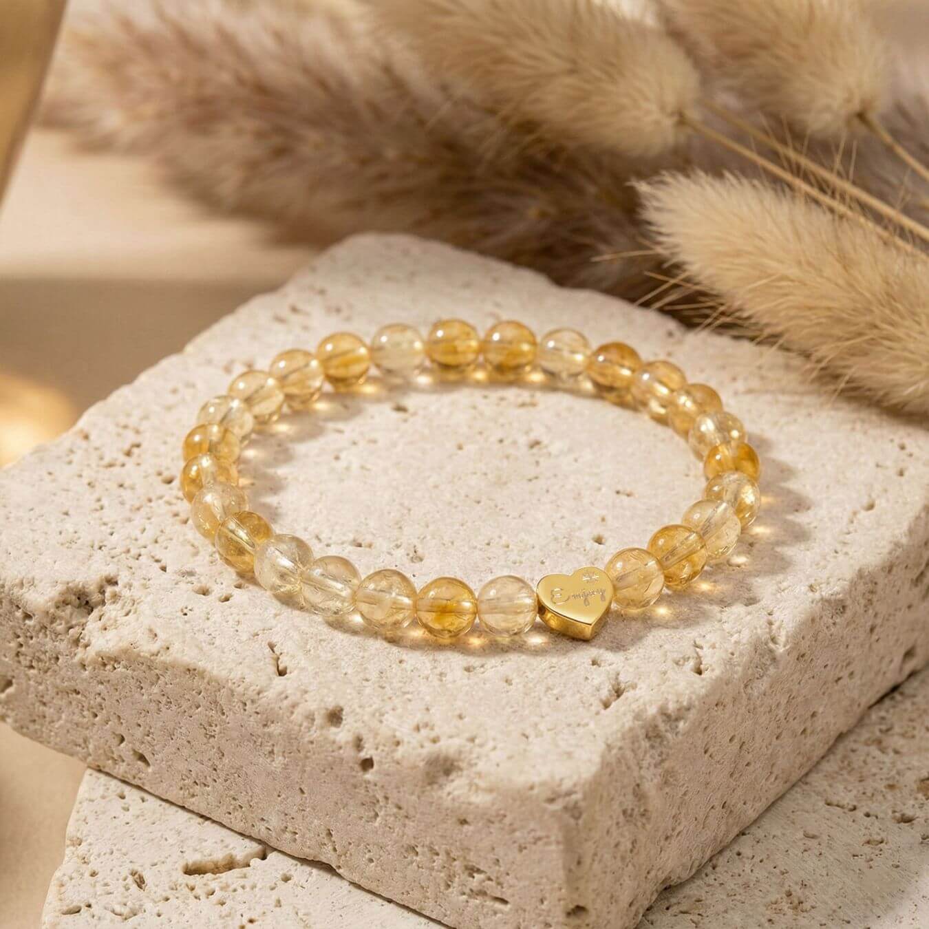 Bracelet Citrine "Message du Cœur" - Cœur à Graver