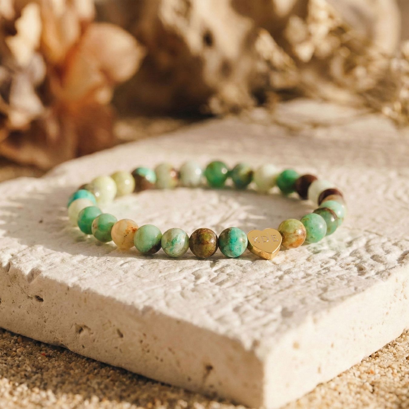 Bracelet Chrysoprase "Message du Cœur" - Cœur à Graver