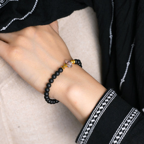 Bracelet "Gardien de Positivité"en Shungite, Diamant d’Herkimer
