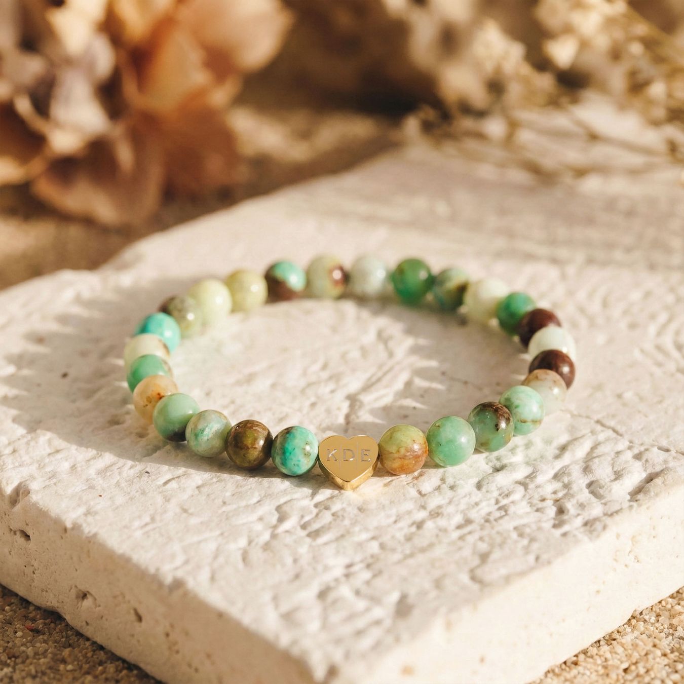 Bracelet Chrysoprase "Message du Cœur" - Cœur à Graver