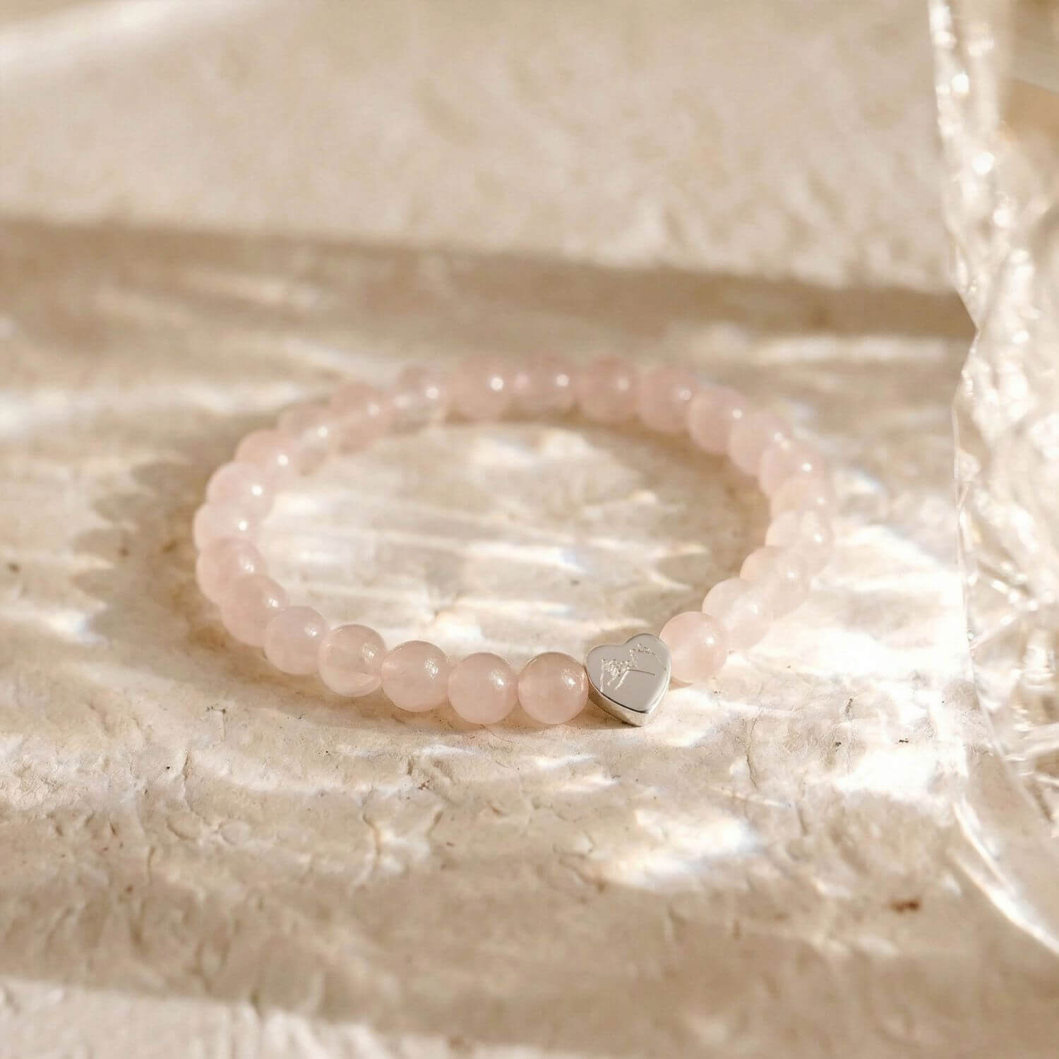 Bracelet Quartz Rose "Message du Cœur" - Cœur à Graver