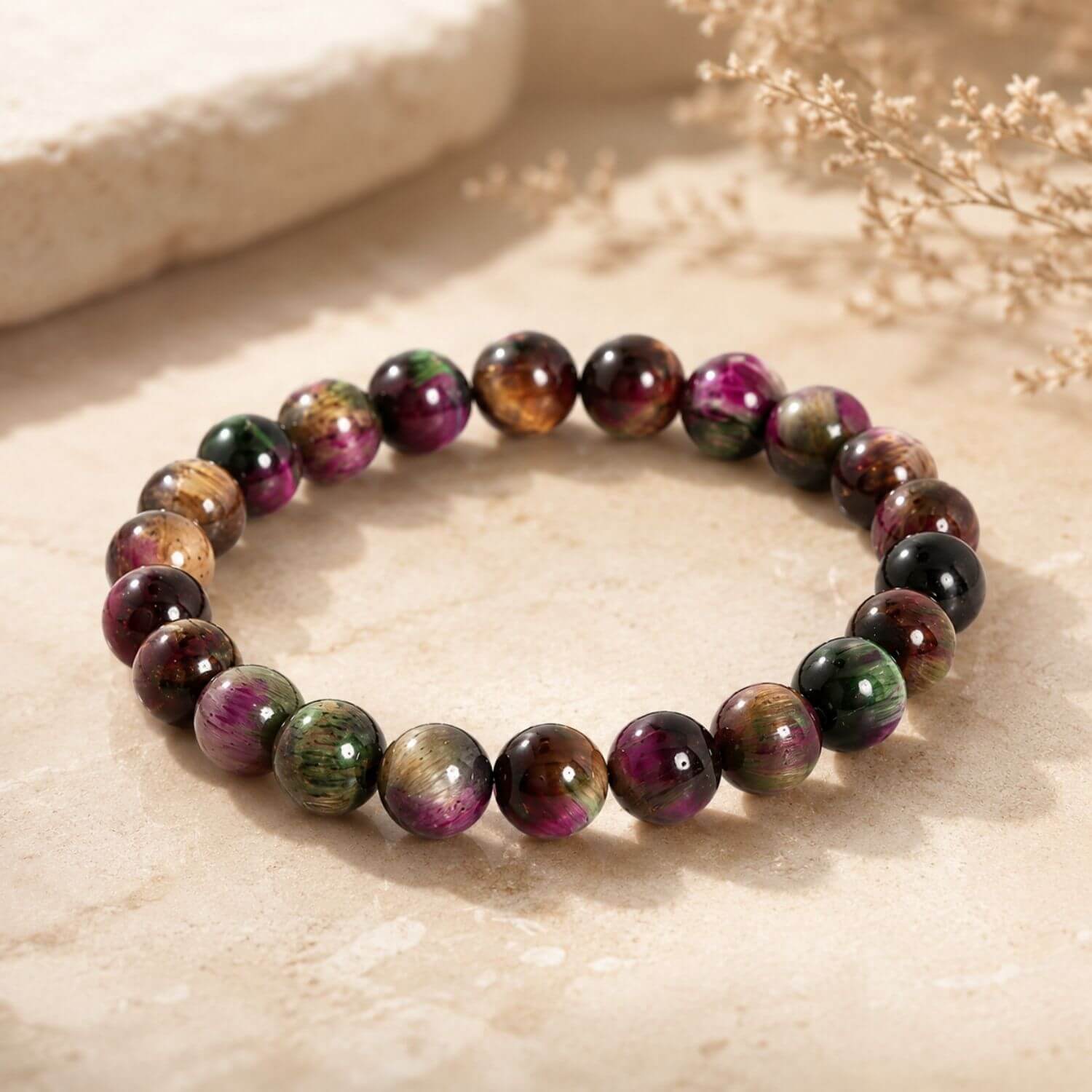 Bracelet "Élan intérieur" en Œil de Tigre Galaxie