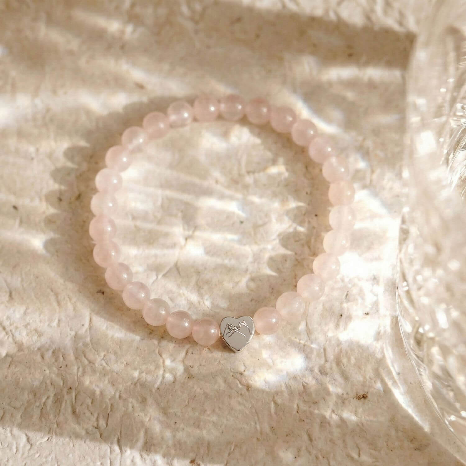 Bracelet Quartz Rose "Message du Cœur" - Cœur à Graver