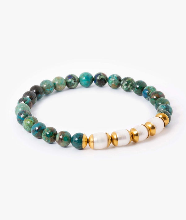 Bracelet L'Idylle en Chrysocolla et Perle