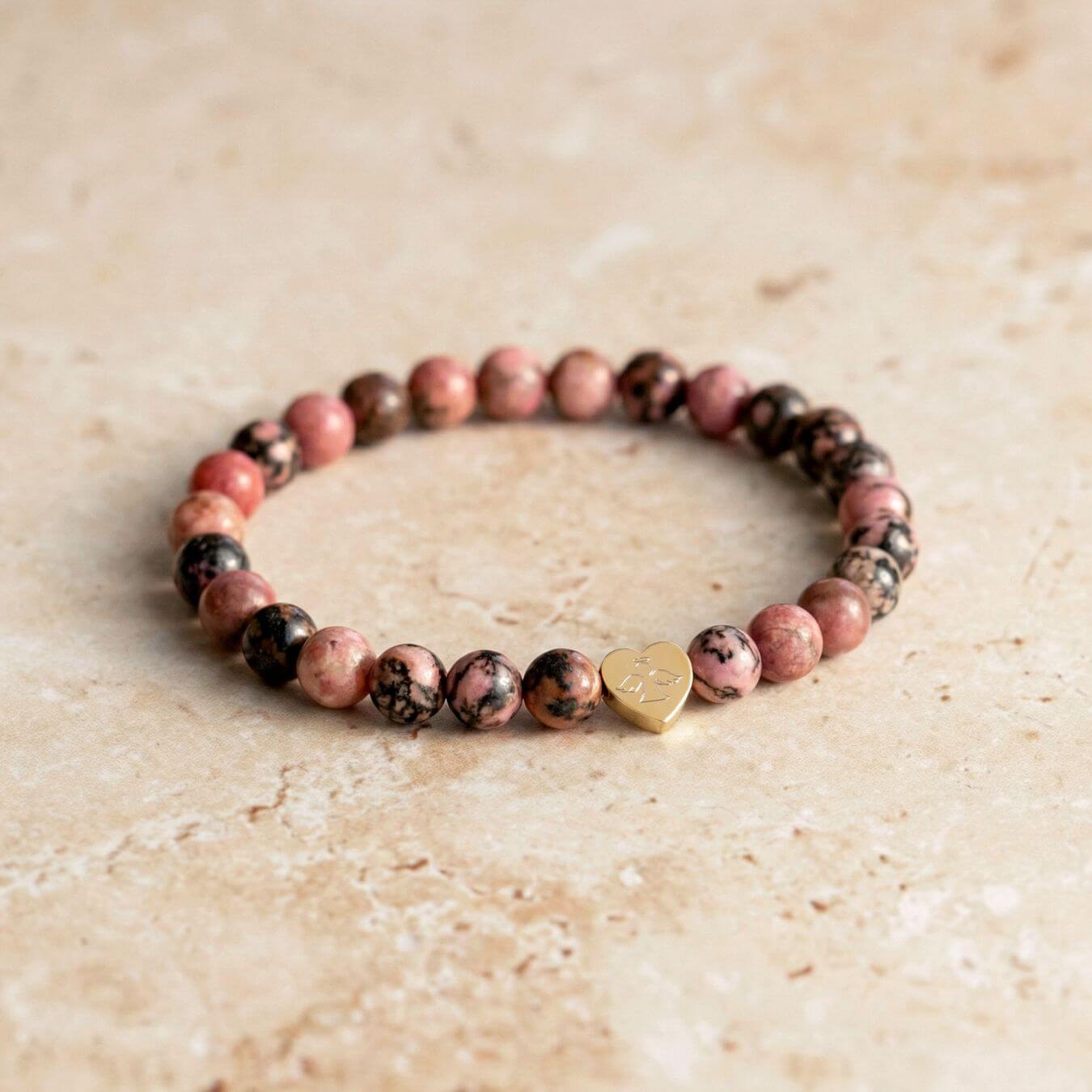 Bracelet Rhodonite "Message du Cœur" - Cœur à Graver