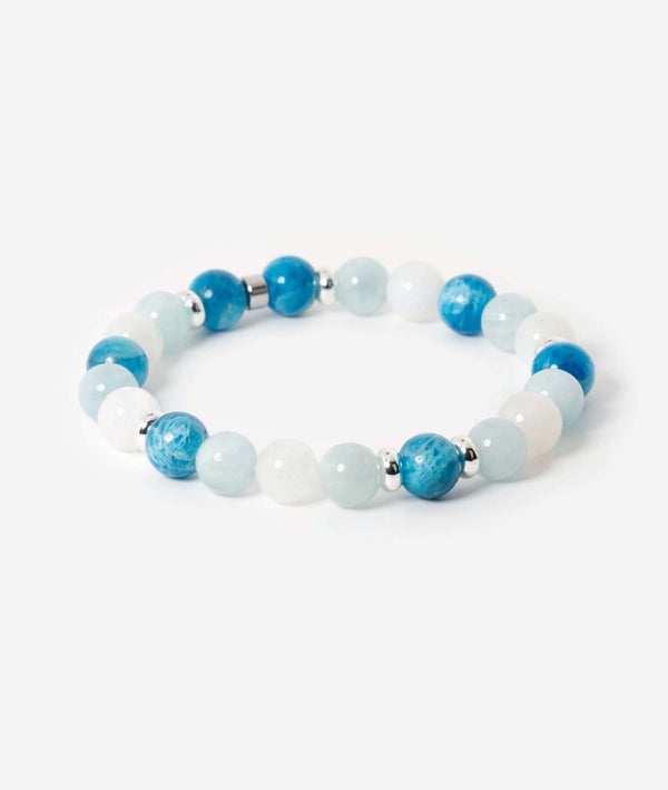 Bracelet "Liberté" en Apatite, Pierre de Lune, Aigue-marine