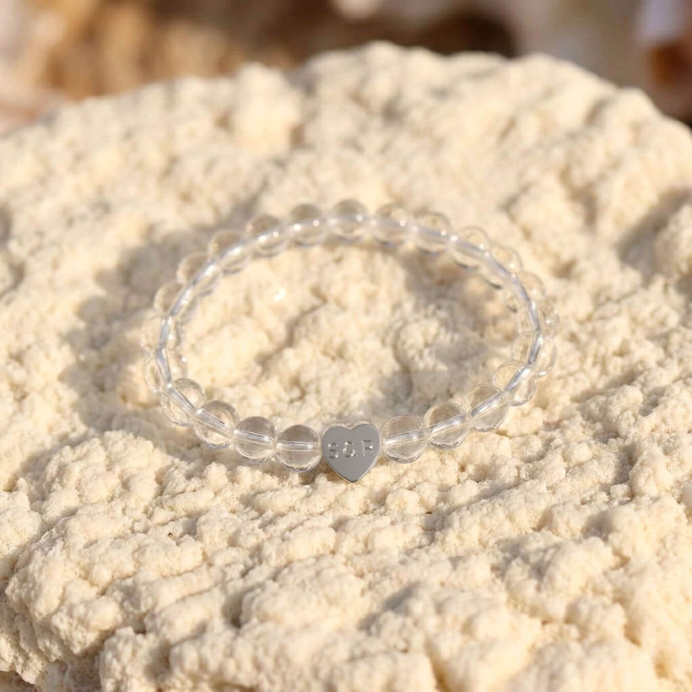 Bracelet Cristal de Roche "Message du Cœur" - Cœur à Graver