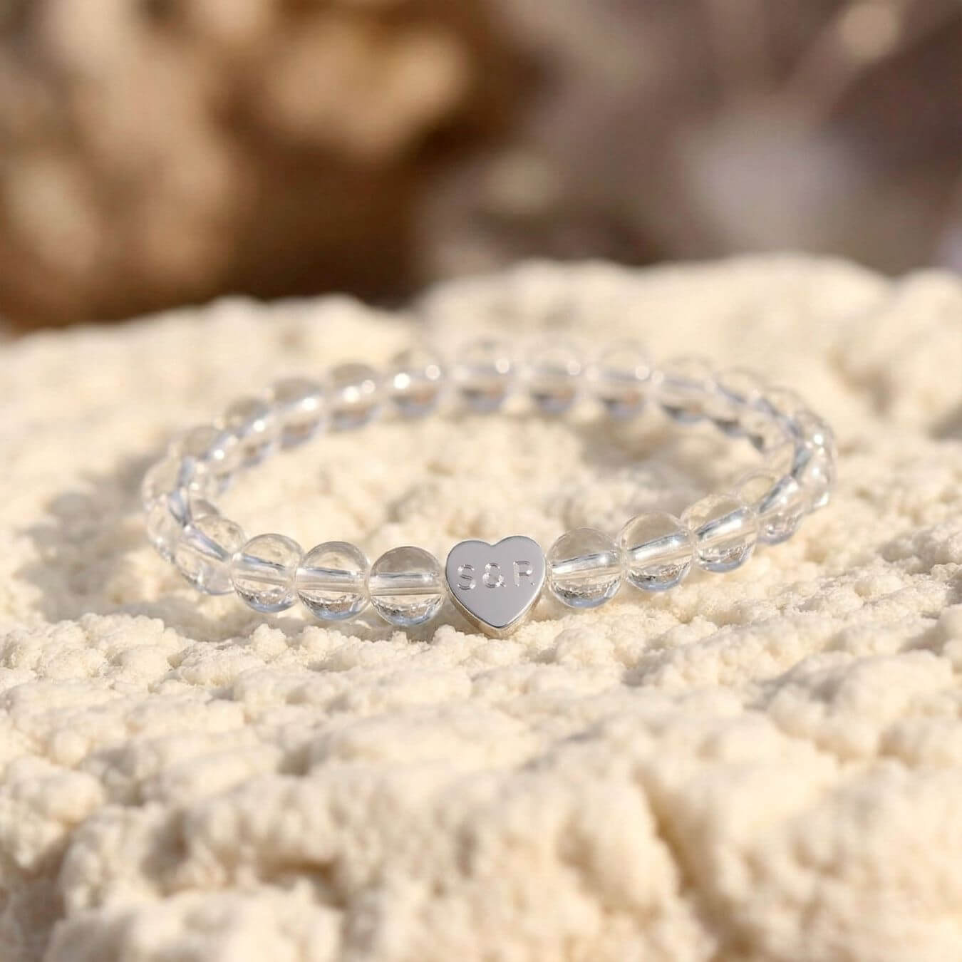 Bracelet Cristal de Roche "Message du Cœur" - Cœur à Graver