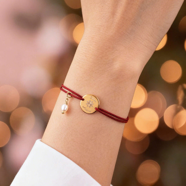 Bracelet Cordon Personnalisé : Votre Pierre de Naissance et Votre Médaille Gravée