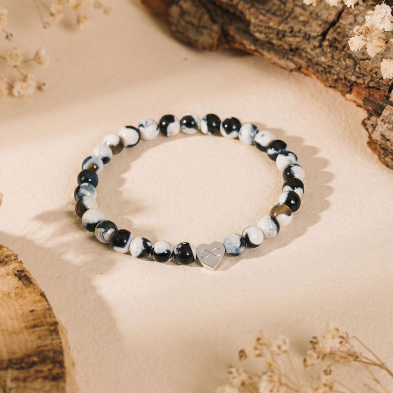 Bracelet Agate Orque "Message du Cœur" - Cœur à Graver