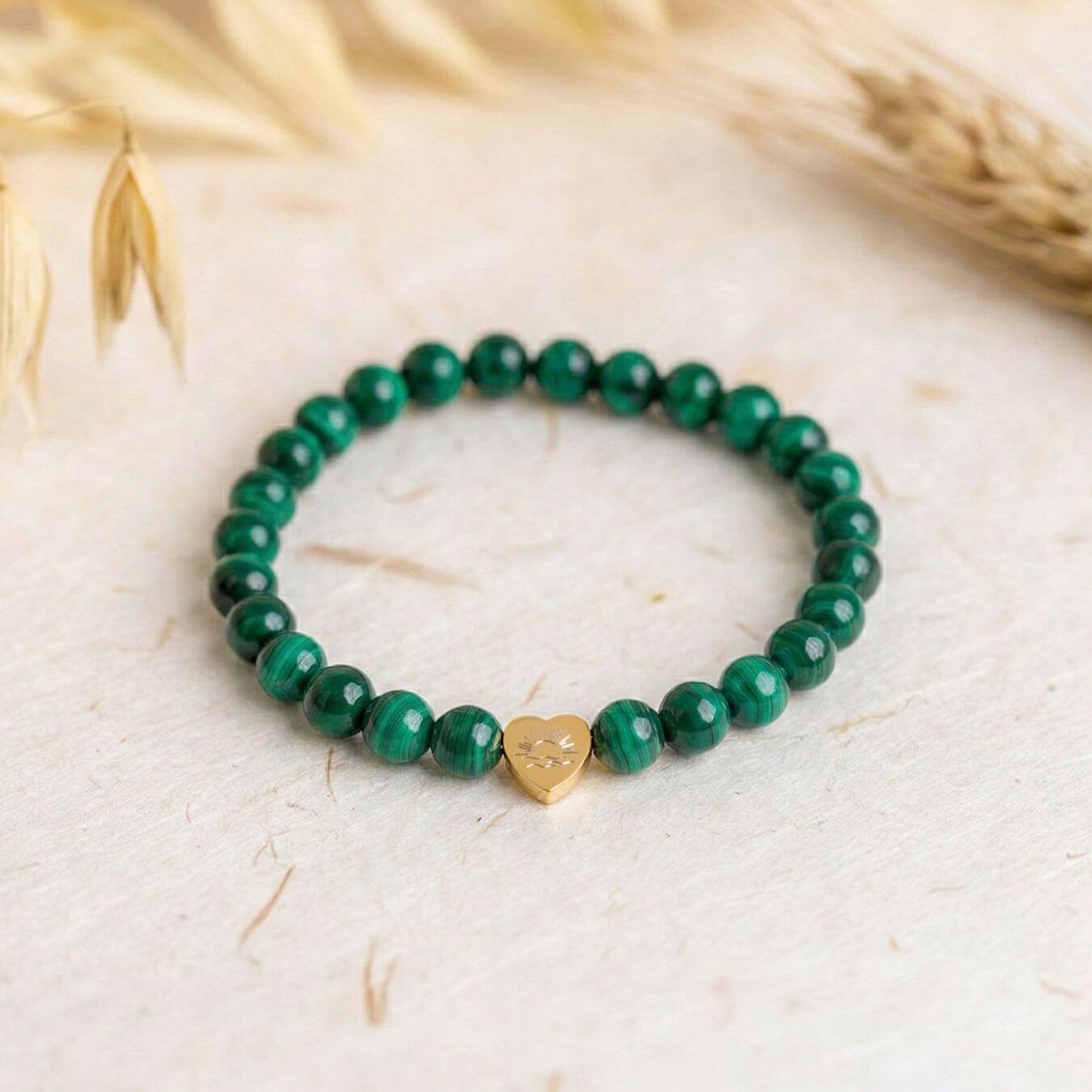 Bracelet Malachite "Message du Cœur" - Cœur à Graver