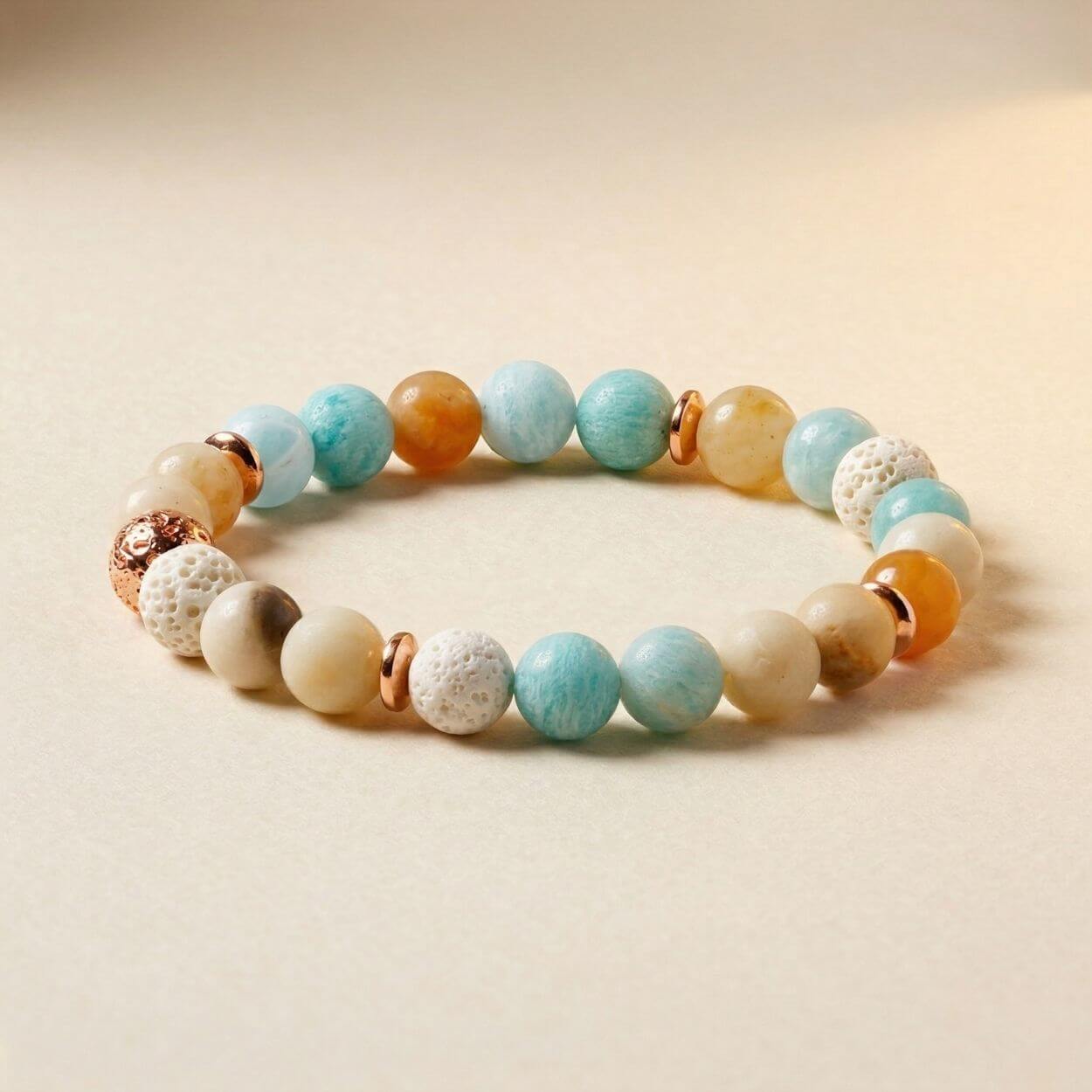 Bracelet ”Anti-stress“ d'amazonite et de pierre de lave