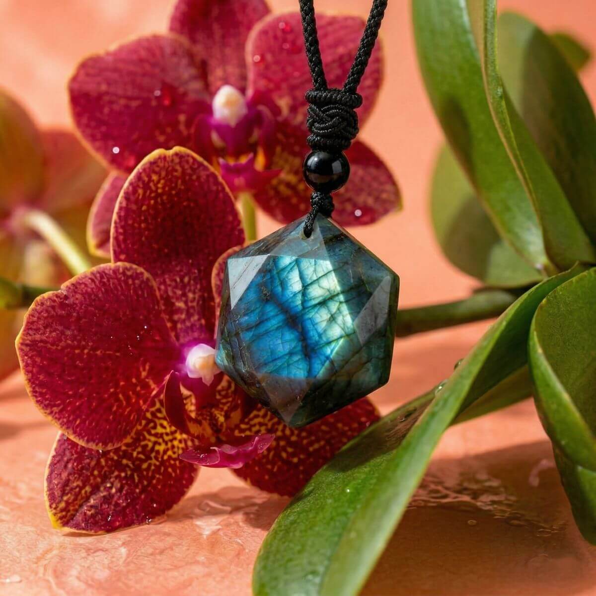 Pendentif Hexagonal en Labradorite « Votre force, votre magie »