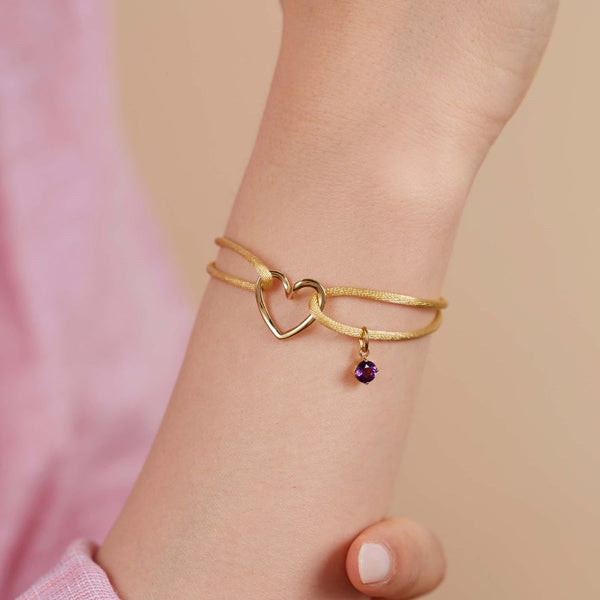 Bracelet Lien de Cœur – Cordon & Pierre de Naissance