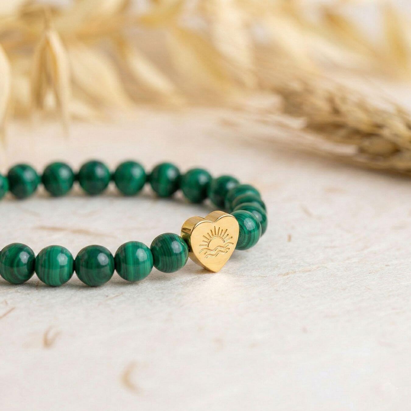 Bracelet Malachite "Message du Cœur" - Cœur à Graver
