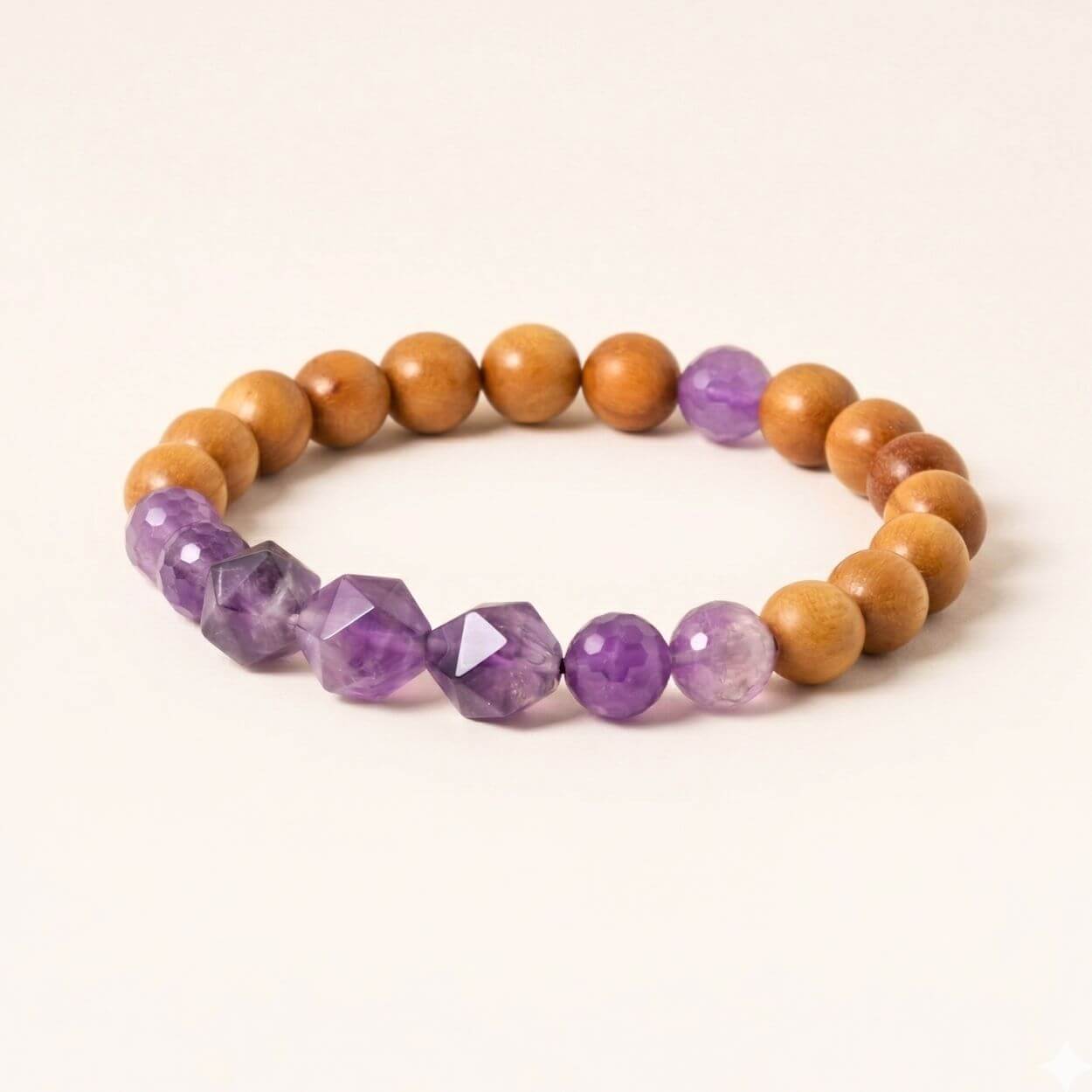 Bracelet "Sérénité" en améthyste et bois de santal