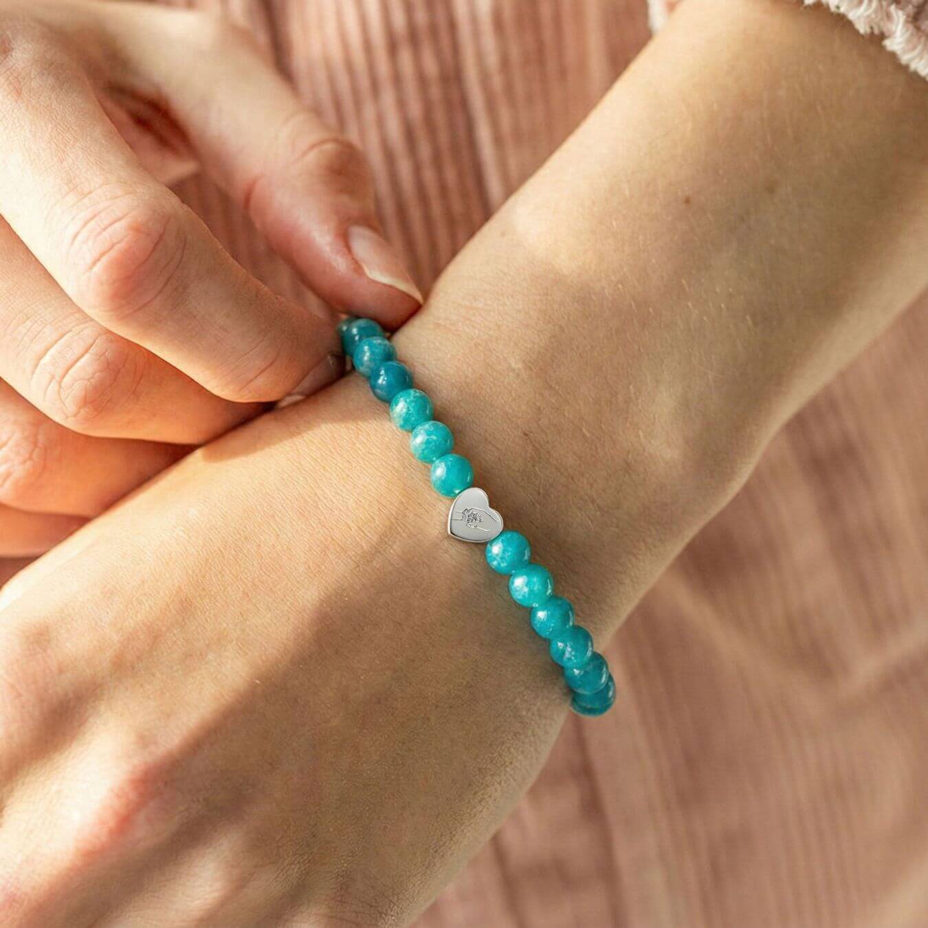 Bracelet Amazonite "Message du Cœur" - Cœur à Graver