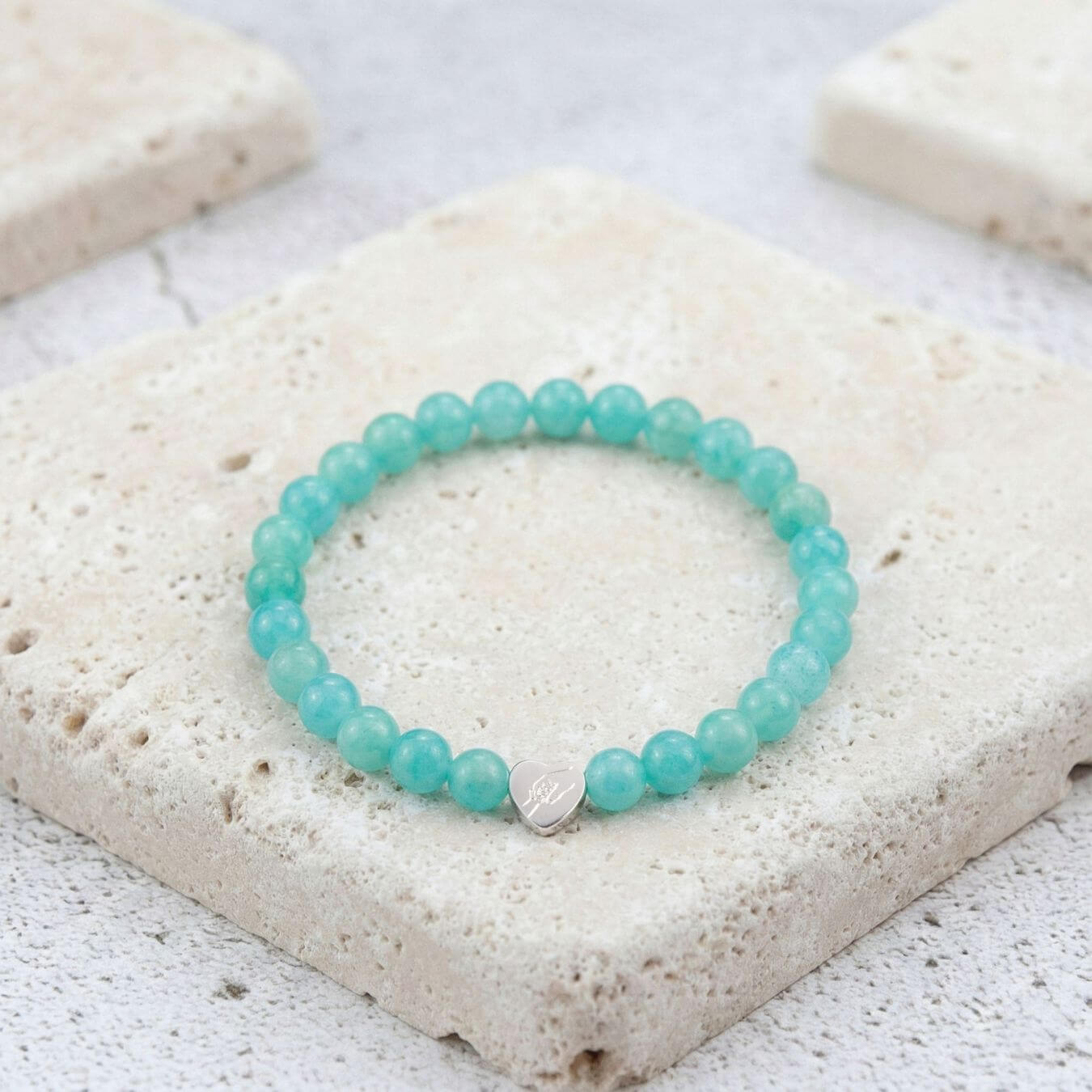 Bracelet Amazonite "Message du Cœur" - Cœur à Graver